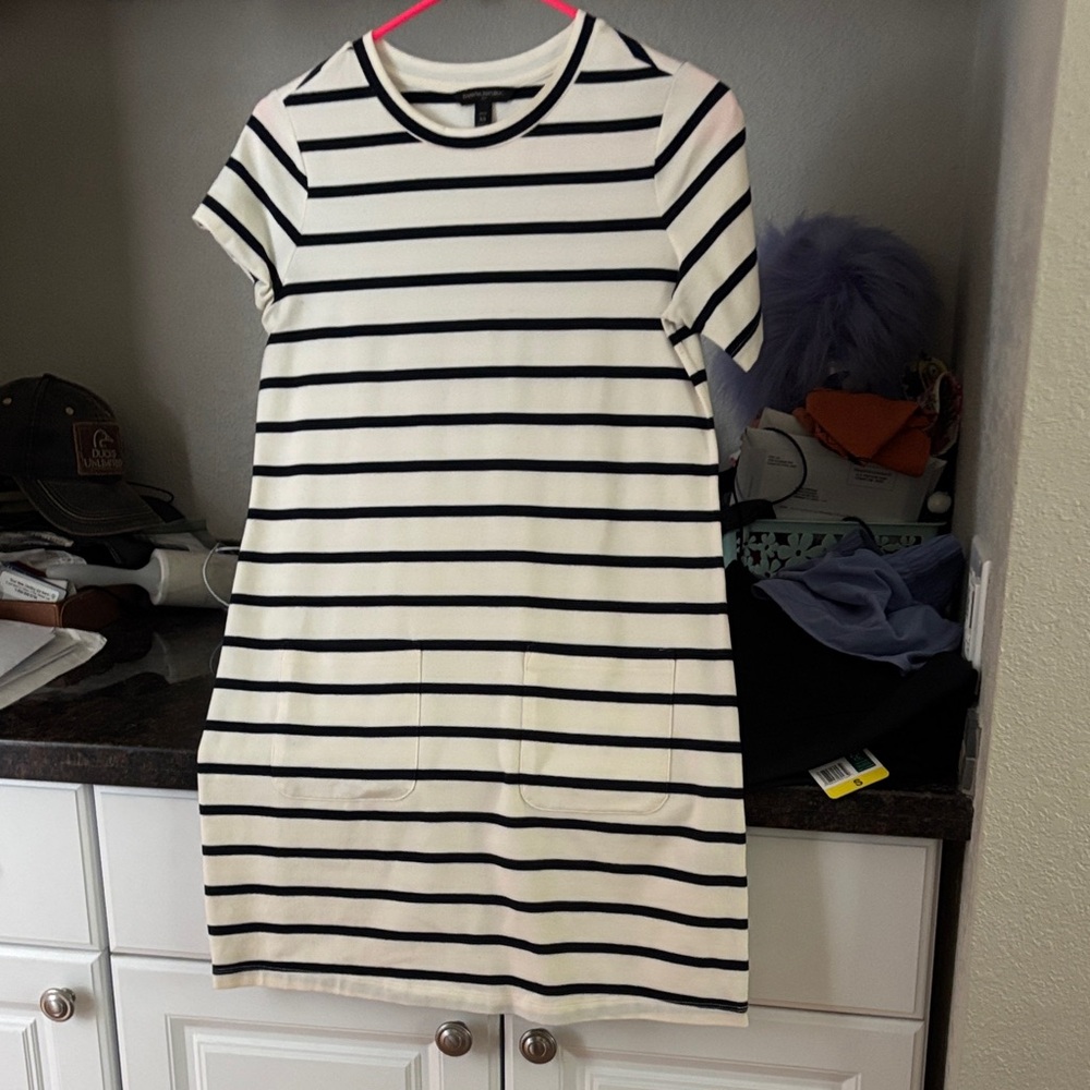Banana Republic Navy and White Striped Top